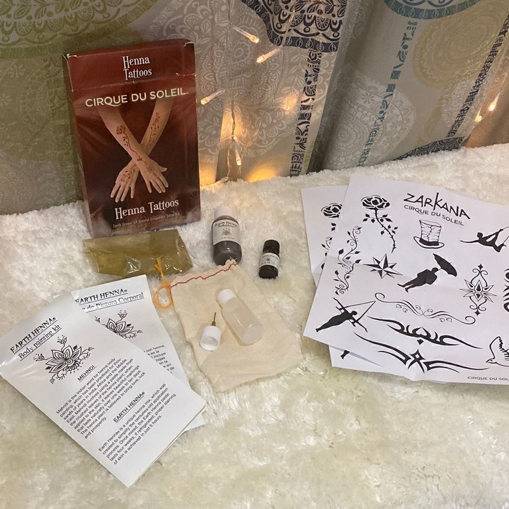 Earth Henna, All Natural Temporary Tattoo Kit. CIRQUE DU SOLEIL Theme. NIB.